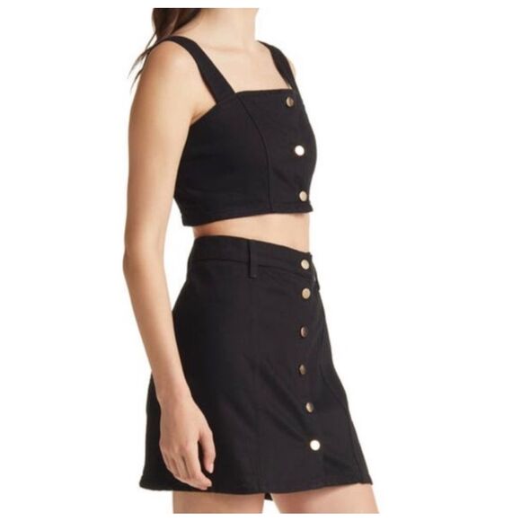 Reformation Black Skirt Set with Gold Buttons - Picture 1 of 6